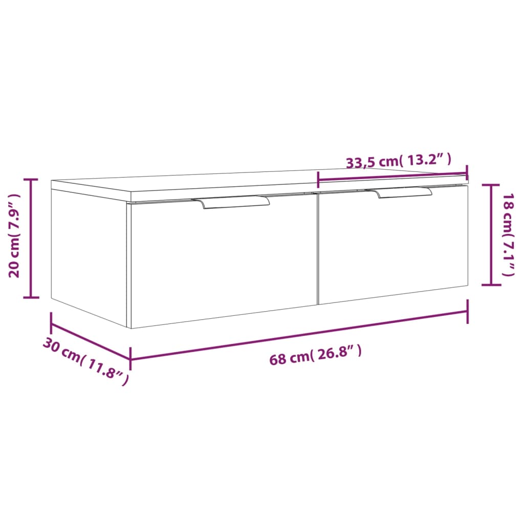 vidaXL Wall Cabinets 2 pcs Grey Sonoma 68x30x20 cm Engineered Wood