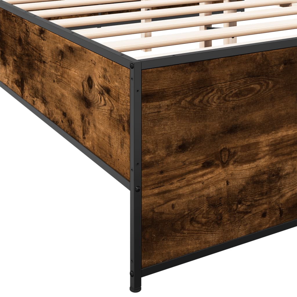 vidaXL Bed Frame without Mattress Smoked Oak 120x190 cm Small Double