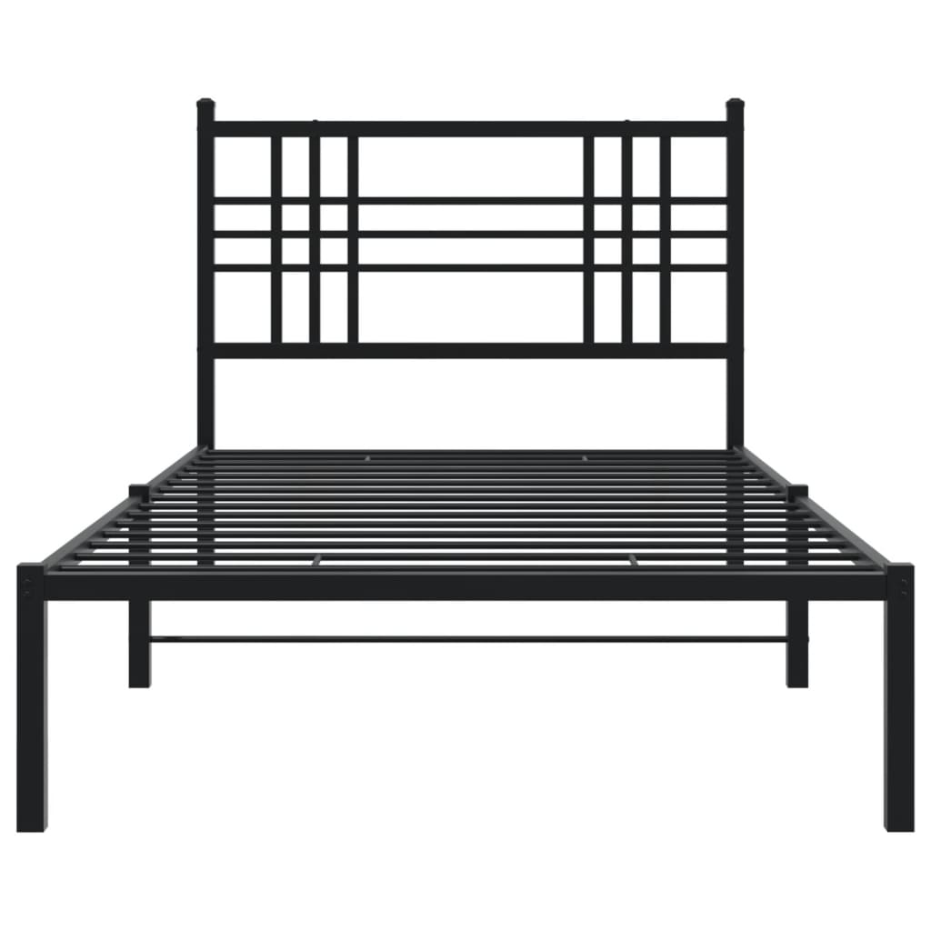 vidaXL Metal Bed Frame without Mattress with Headboard Black 100x200 cm