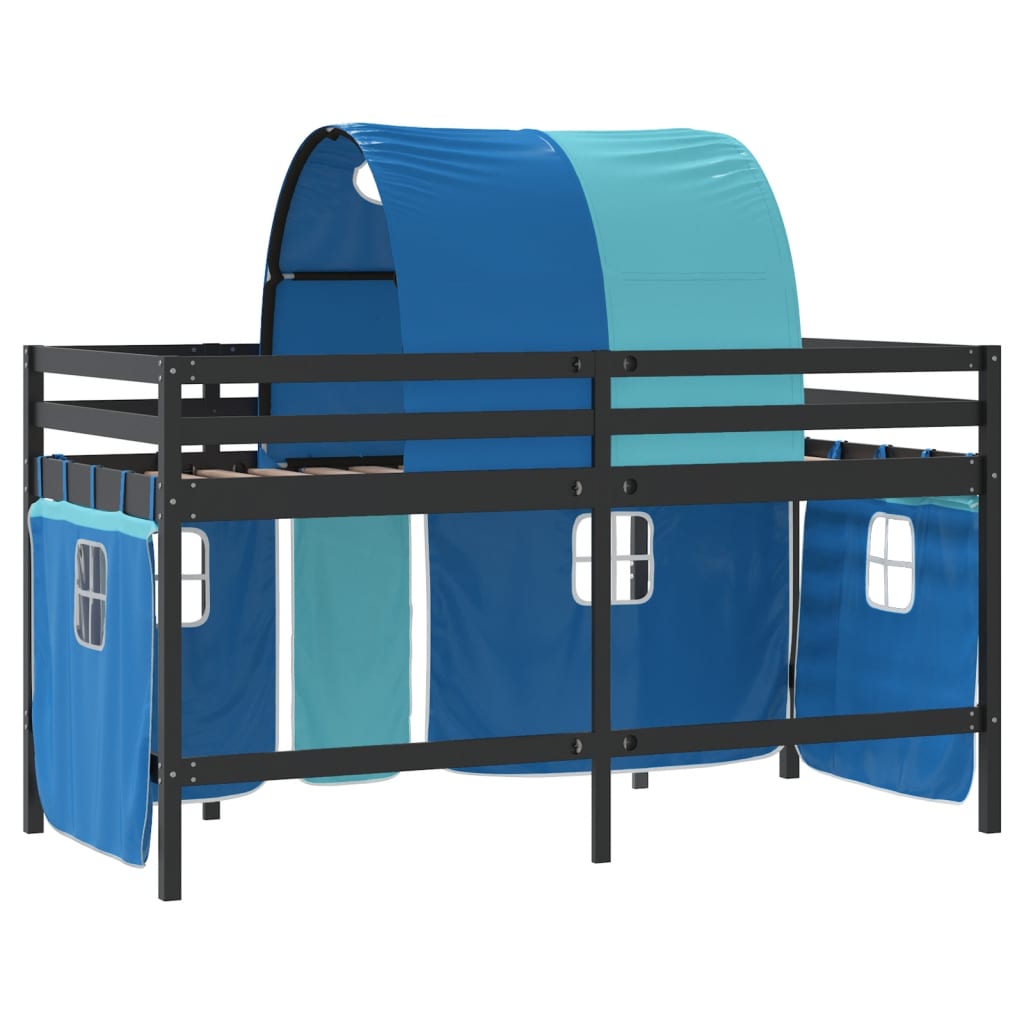 vidaXL Kids' Loft Bed with Tunnel without Mattress Blue 90x190 cm Single