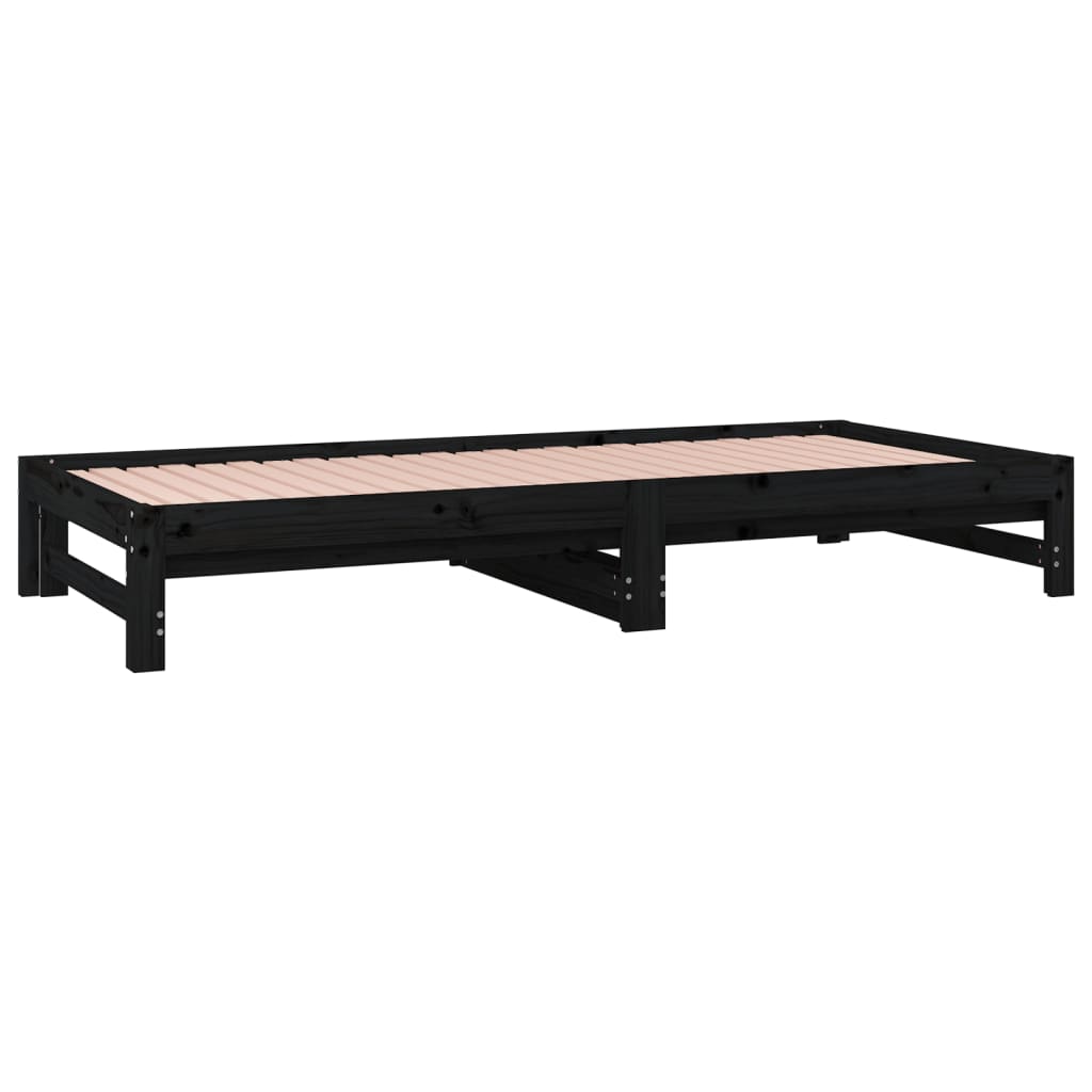 vidaXL Pull-out Day Bed without Mattress Black 2x(90x200) cm