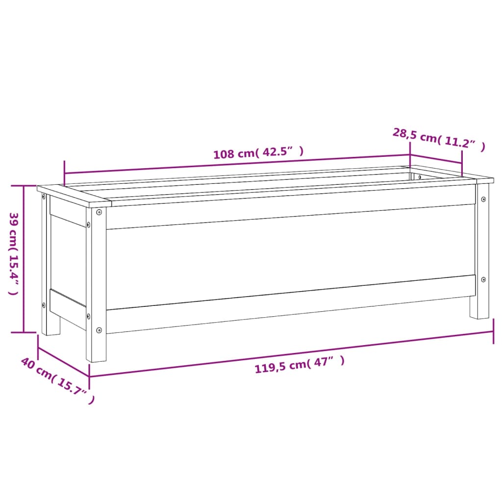 vidaXL Garden Raised Bed 119.5x40x39 cm Solid Wood Douglas