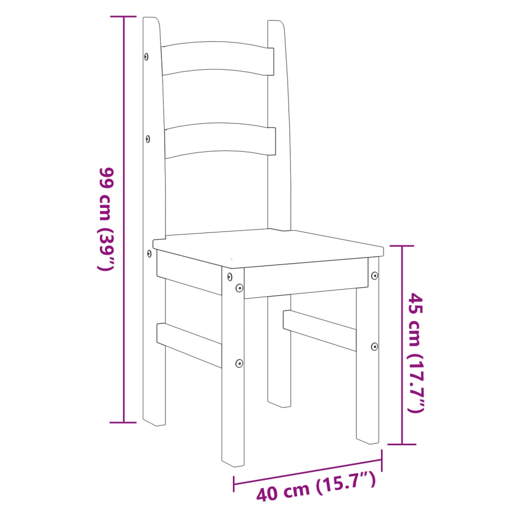 vidaXL Dining Chairs 2 pcs Grey 40x46x99 cm Solid Wood Pine