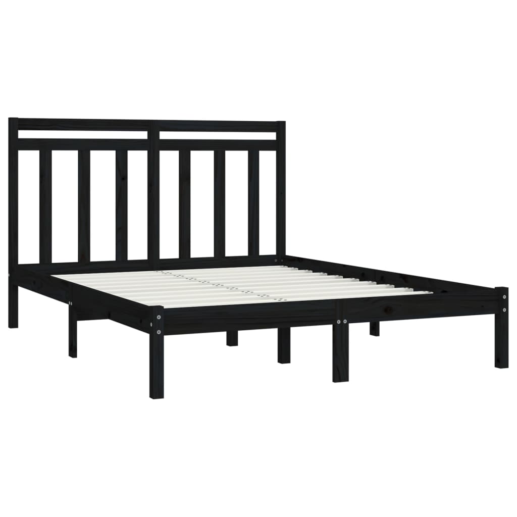 vidaXL Bed Frame without Mattress Black 120x200 cm Solid Wood