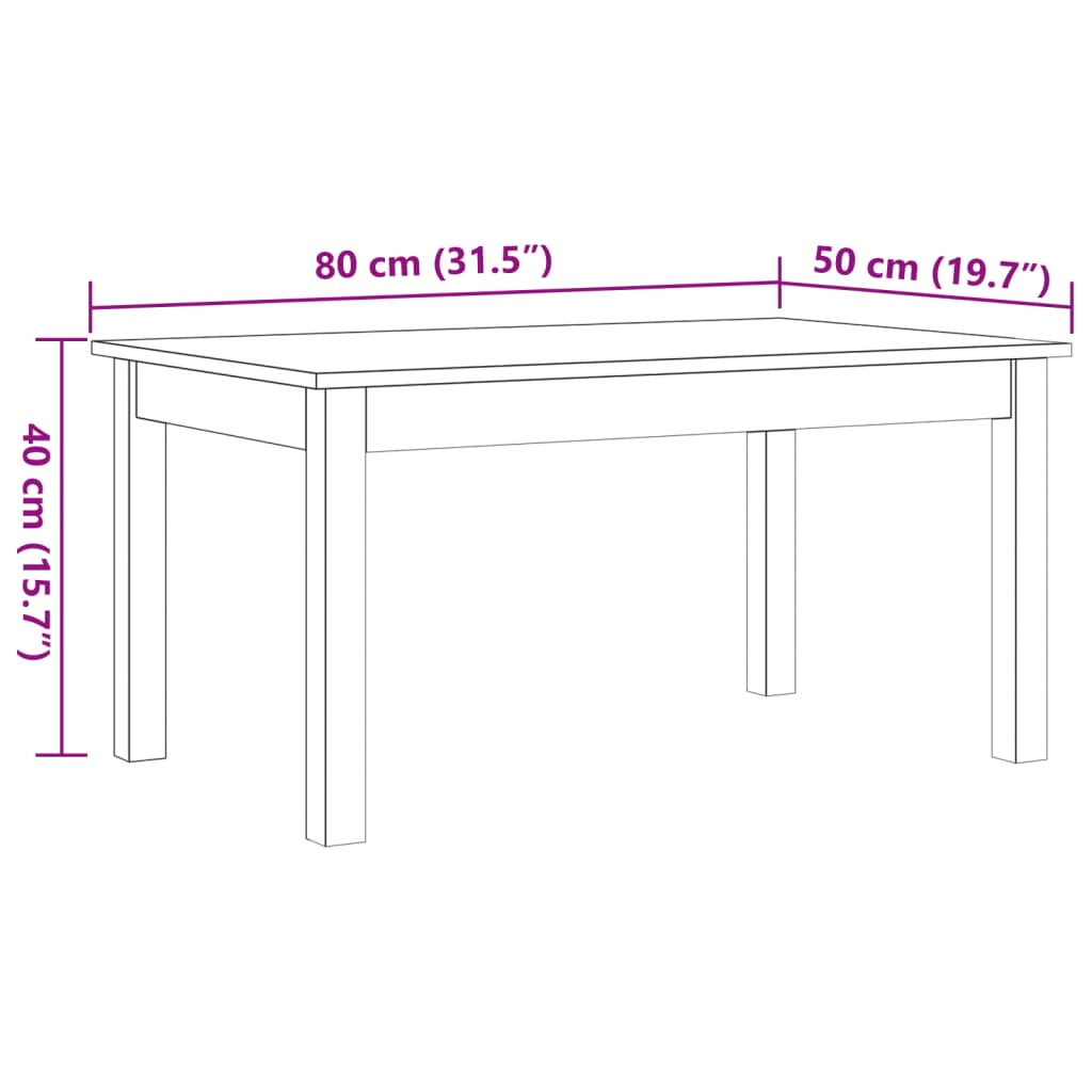 vidaXL Coffee Table Wax Brown 80x50x40 cm Solid Wood Pine