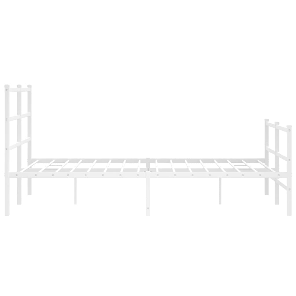 vidaXL Metal Bed Frame with Headboard and Footboard White 140x190 cm