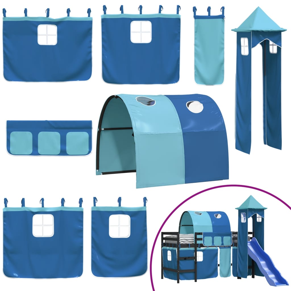 vidaXL Kids' Loft Bed with Tower without Mattress Blue 90x190 cm Single