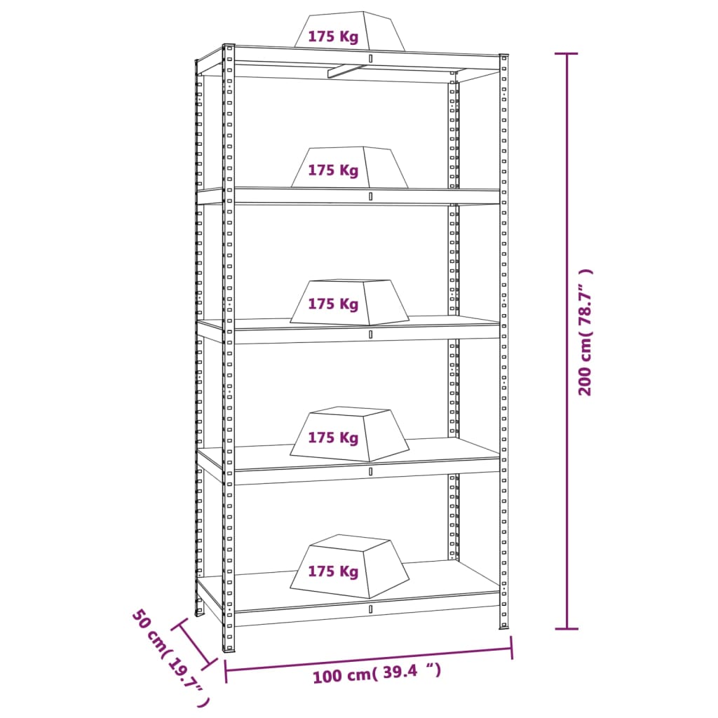 vidaXL 5-Layer Shelves 4 pcs Blue Steel&Engineered Wood