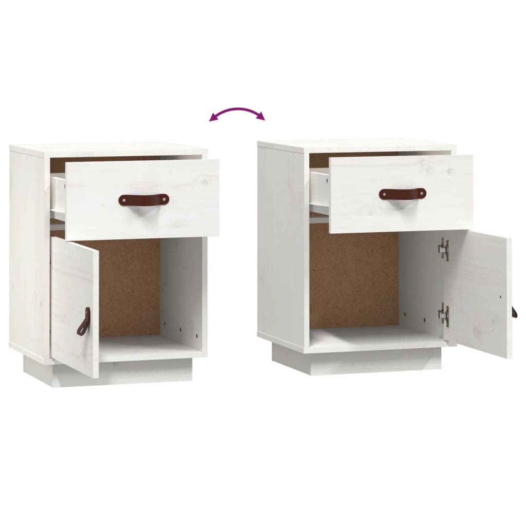 vidaXL Bedside Cabinet White 40x34x55 cm Solid Wood Pine