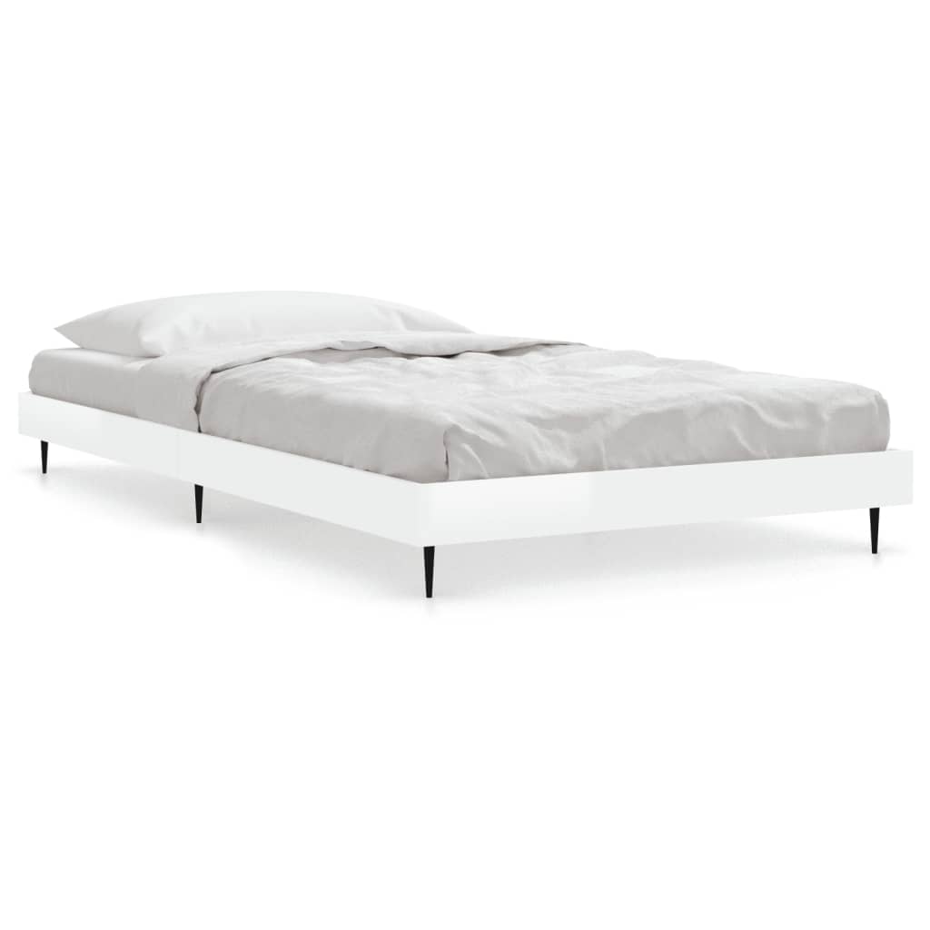 vidaXL Bed Frame without Mattress High Gloss White 100x200 cm