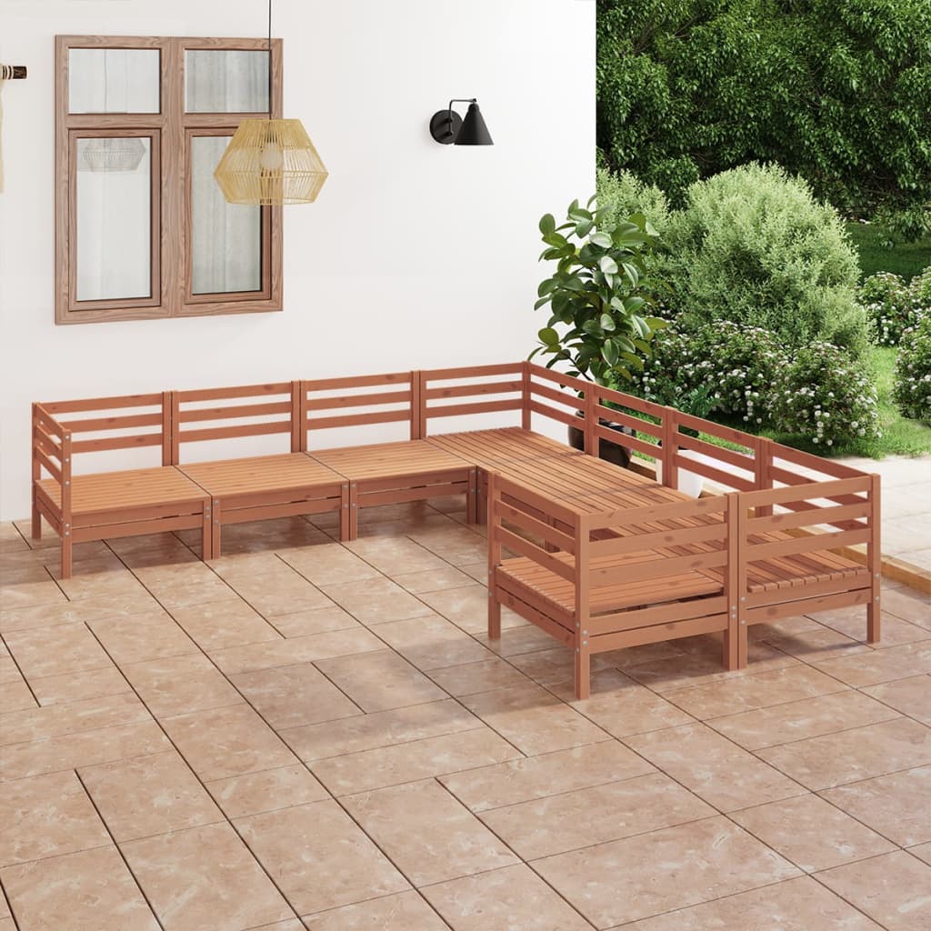 vidaXL 8 Piece Garden Lounge Set Solid Wood Pine Honey Brown