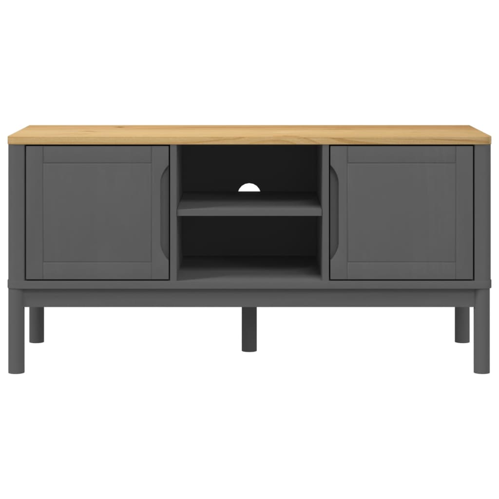 vidaXL TV Cabinet FLORO Grey 114x43x55 cm Solid Pine Wood