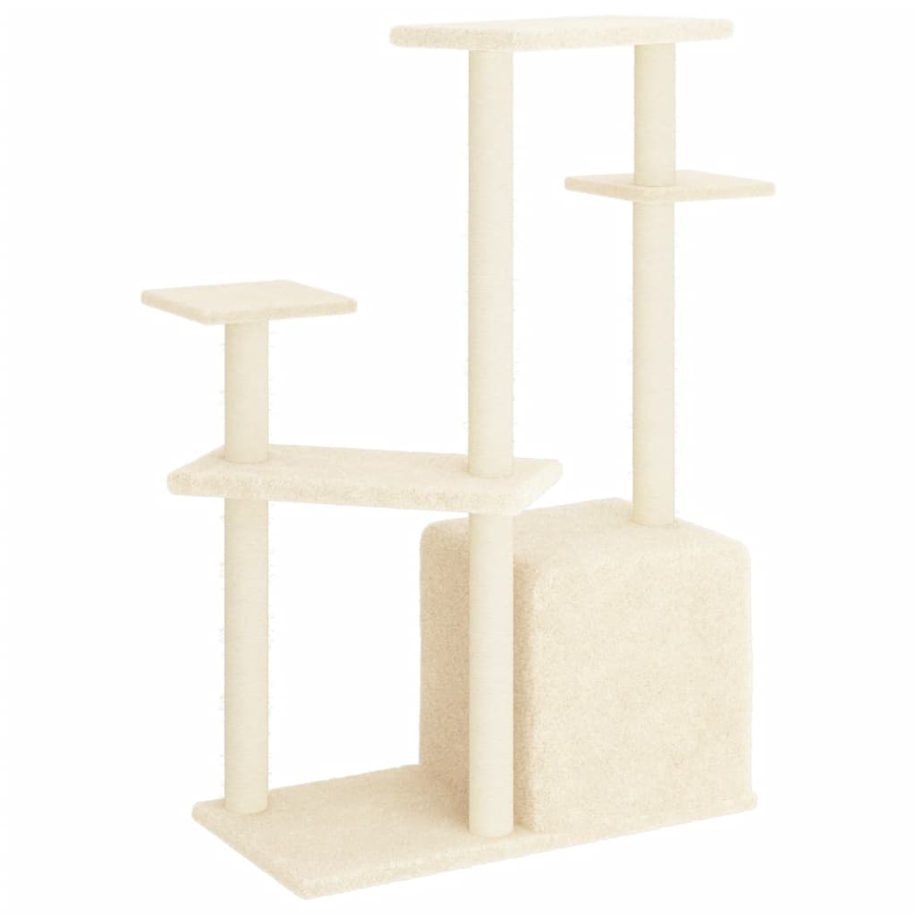 vidaXL Cat Tree with Sisal Scratching Posts Cream 107.5 cm