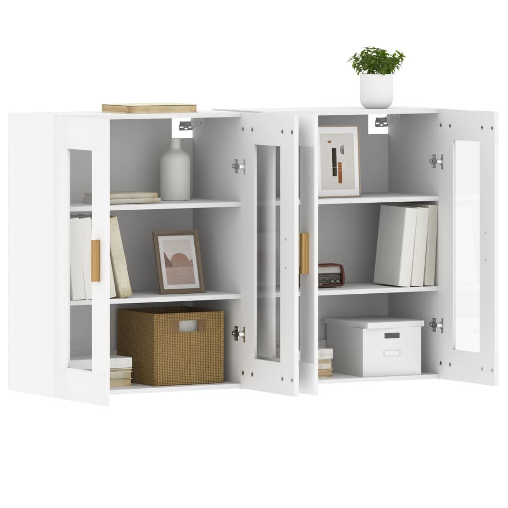 vidaXL Wall Mounted Cabinets 2 pcs White Engineered Wood