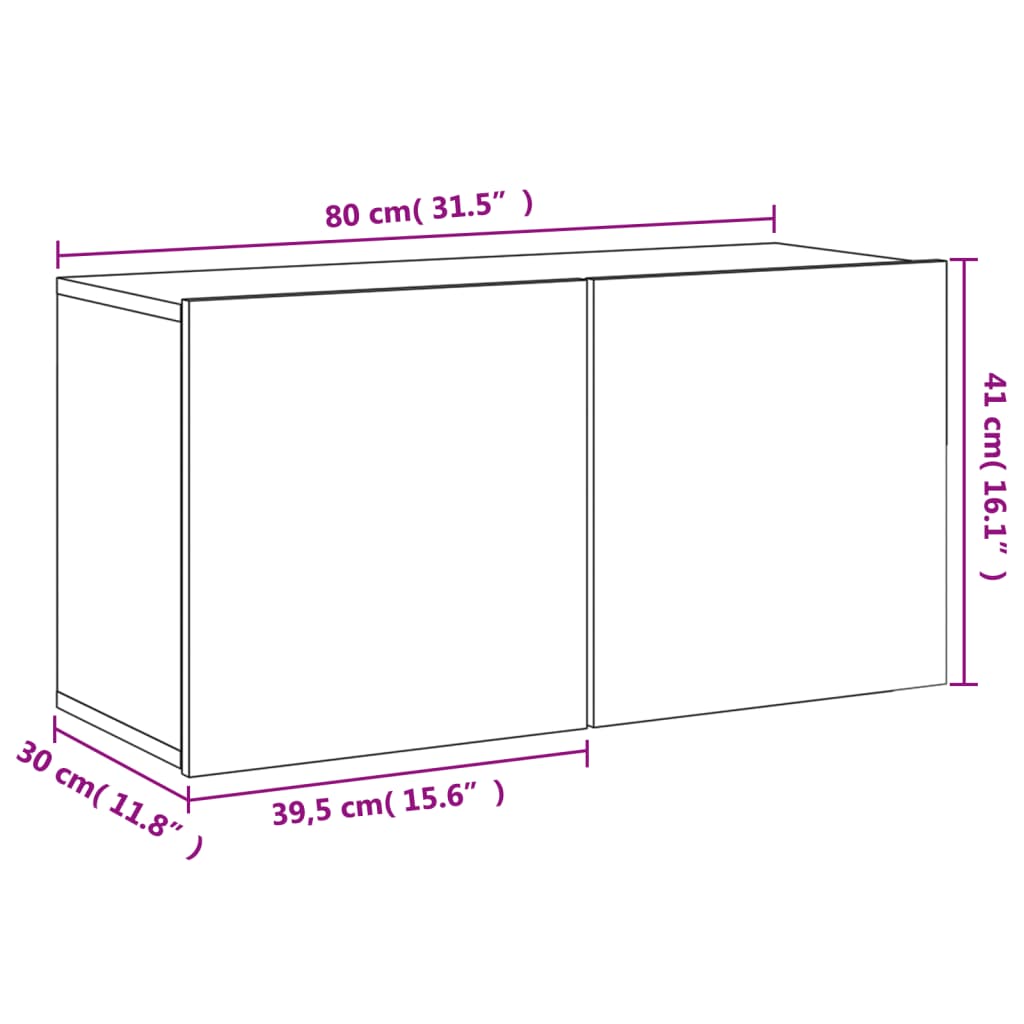 vidaXL TV Cabinet Wall-mounted Sonoma Oak 80x30x41 cm