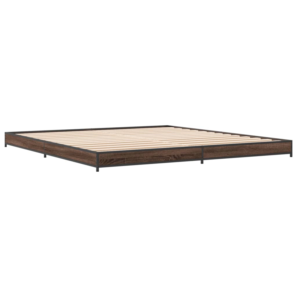 vidaXL Bed Frame without Mattress Brown Oak 180x200 cm Super King