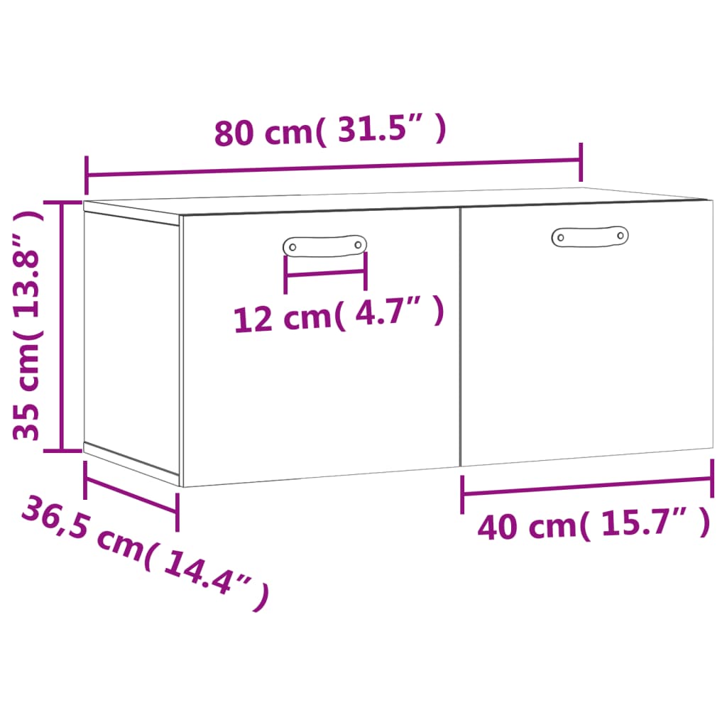 vidaXL Wall Cabinet Sonoma Oak 80x36.5x35 cm Engineered Wood