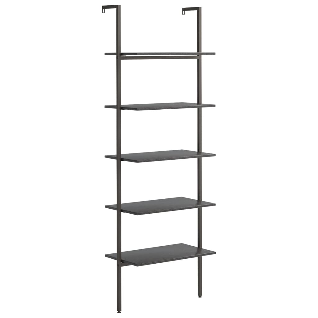 vidaXL 5-Tier Leaning Shelf Black 64x35x185 cm