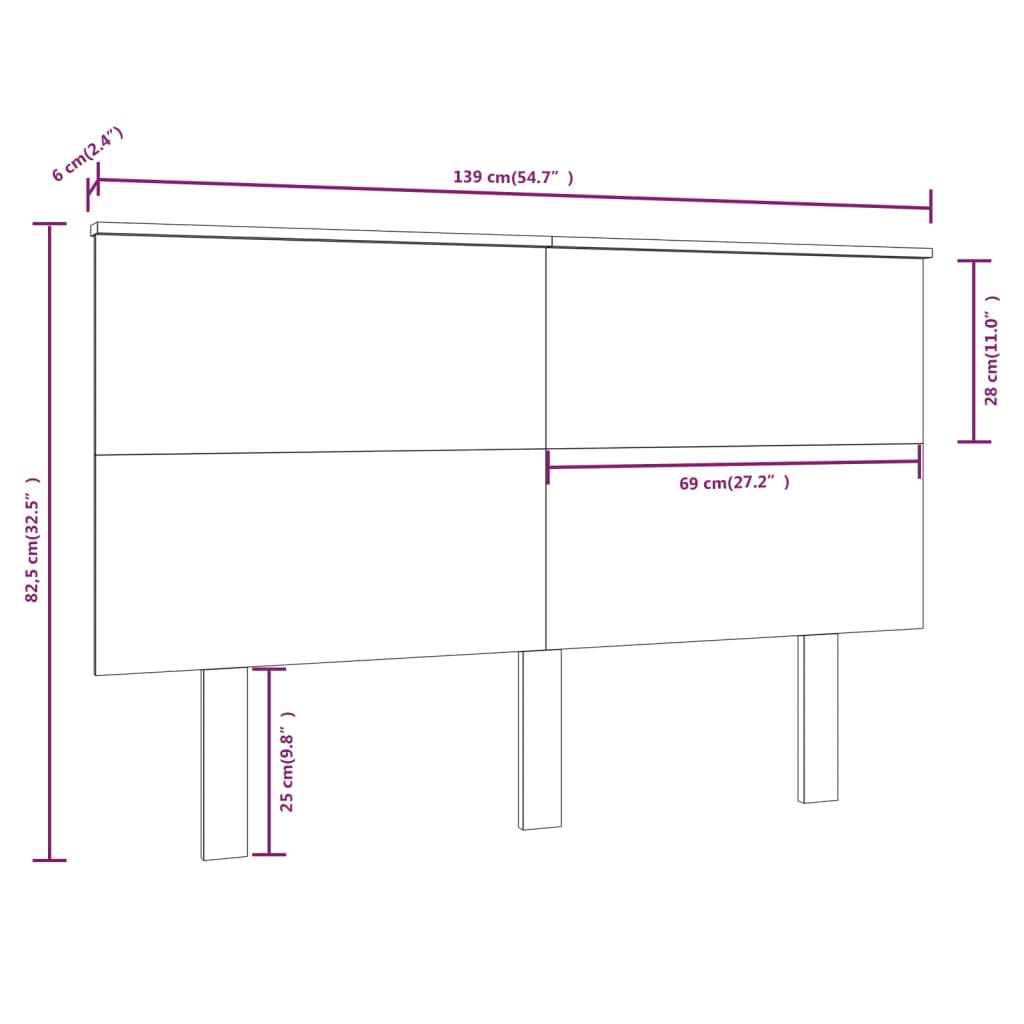 vidaXL Bed Headboard White 139x6x82.5 cm Solid Wood Pine