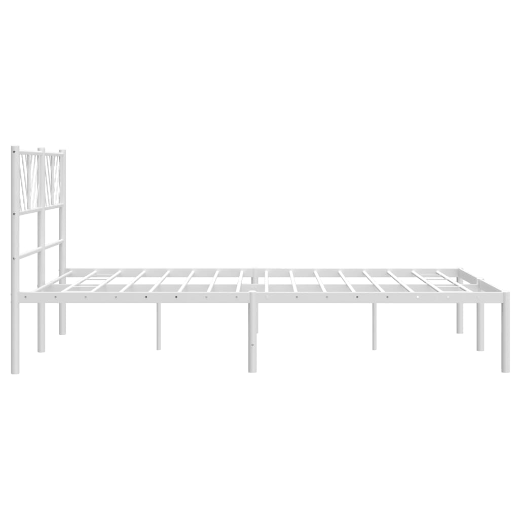 vidaXL Metal Bed Frame without Mattress with Headboard White 120x200 cm