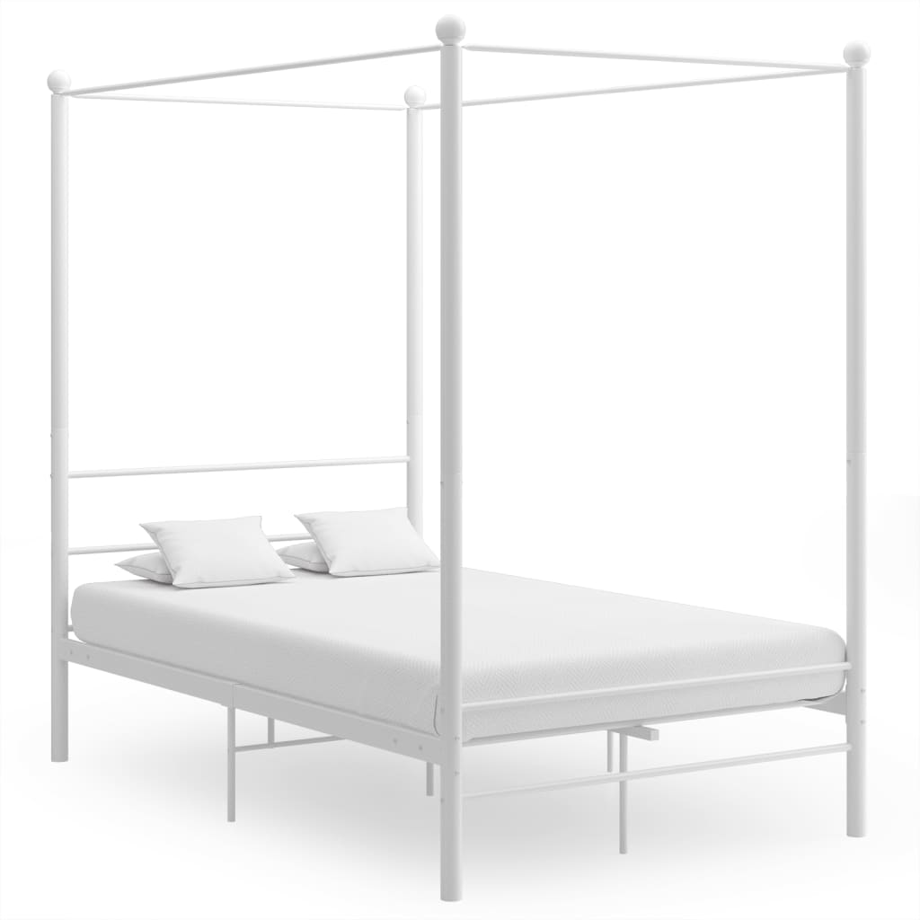 vidaXL Bed Frame with Canopy without Mattress White 140x200 cm Metal