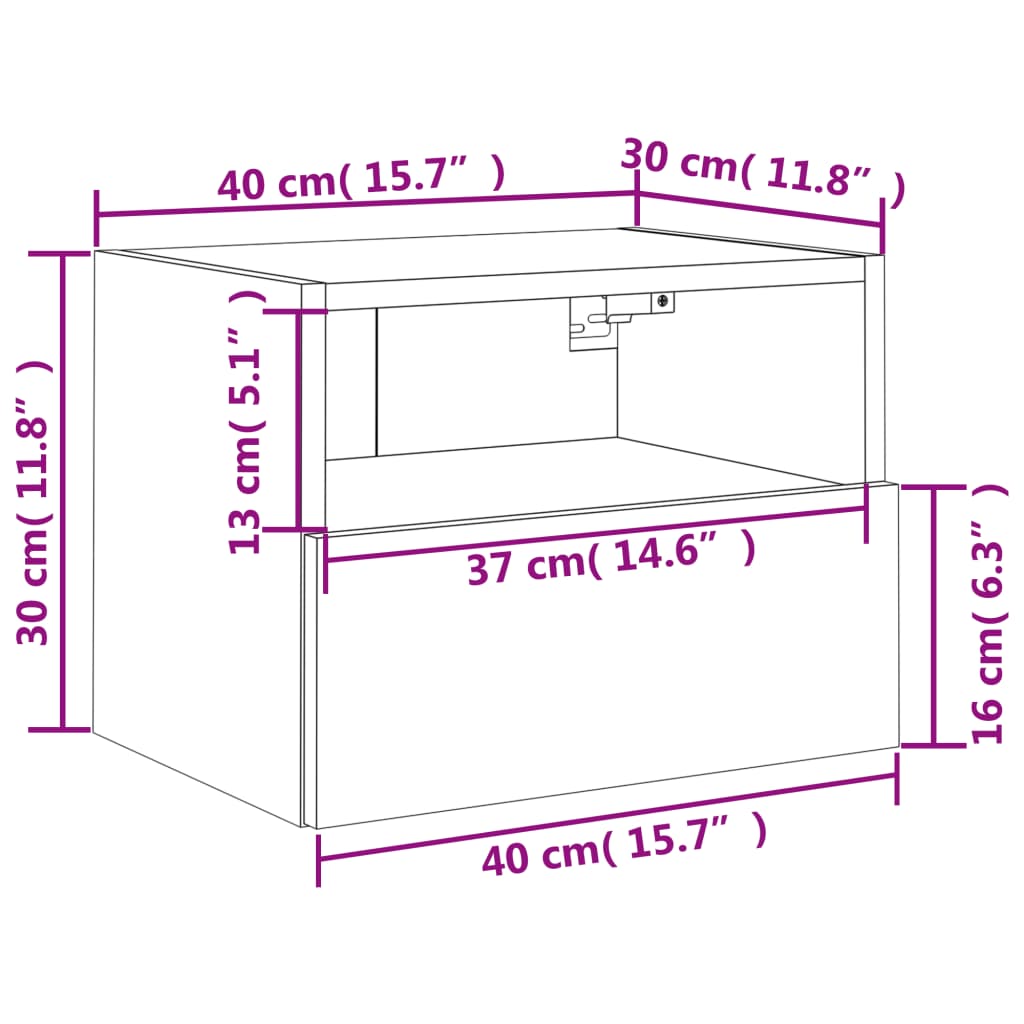 vidaXL TV Wall Cabinet Brown Oak 40x30x30 cm Engineered Wood