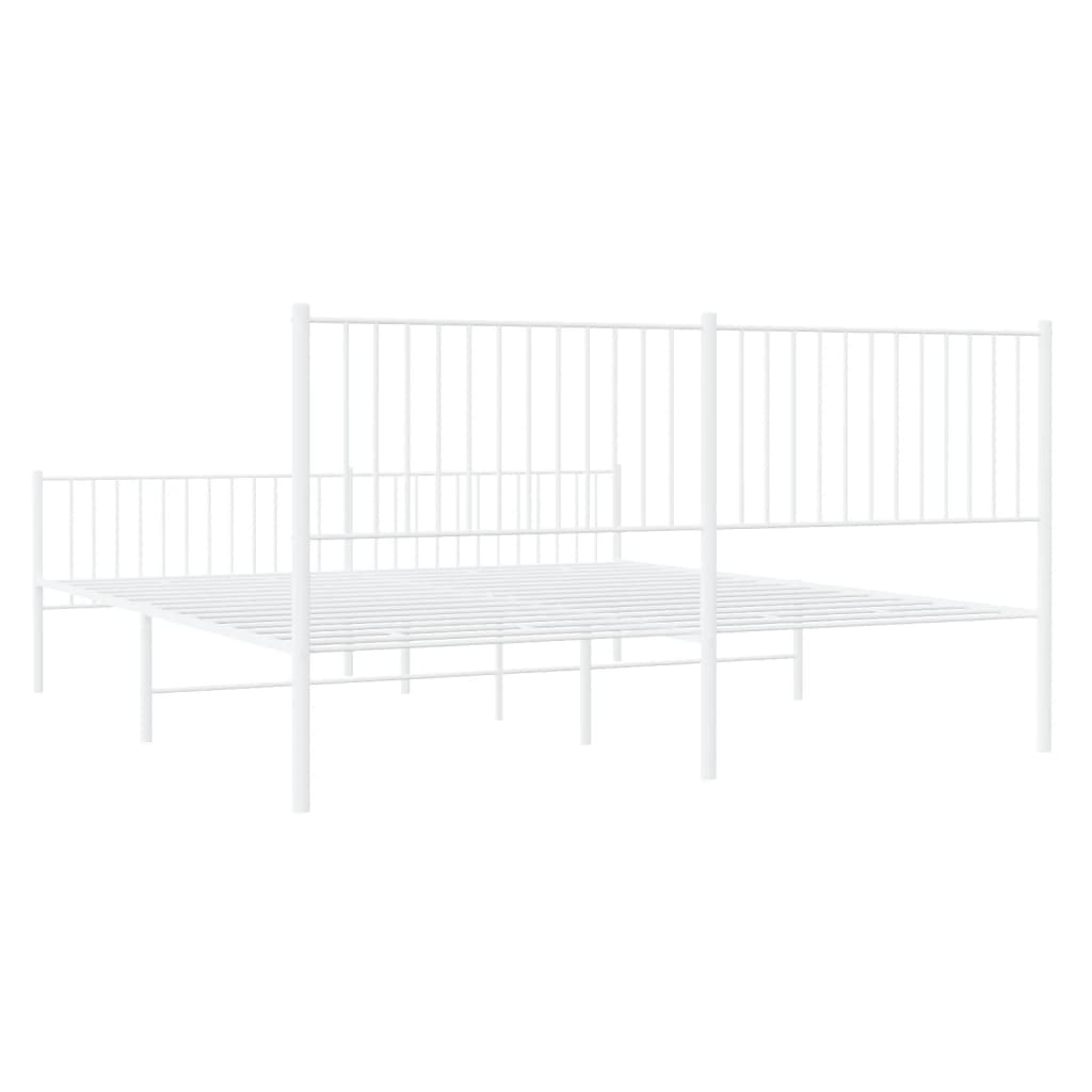 vidaXL Metal Bed Frame without Mattress with Footboard White 193x203 cm