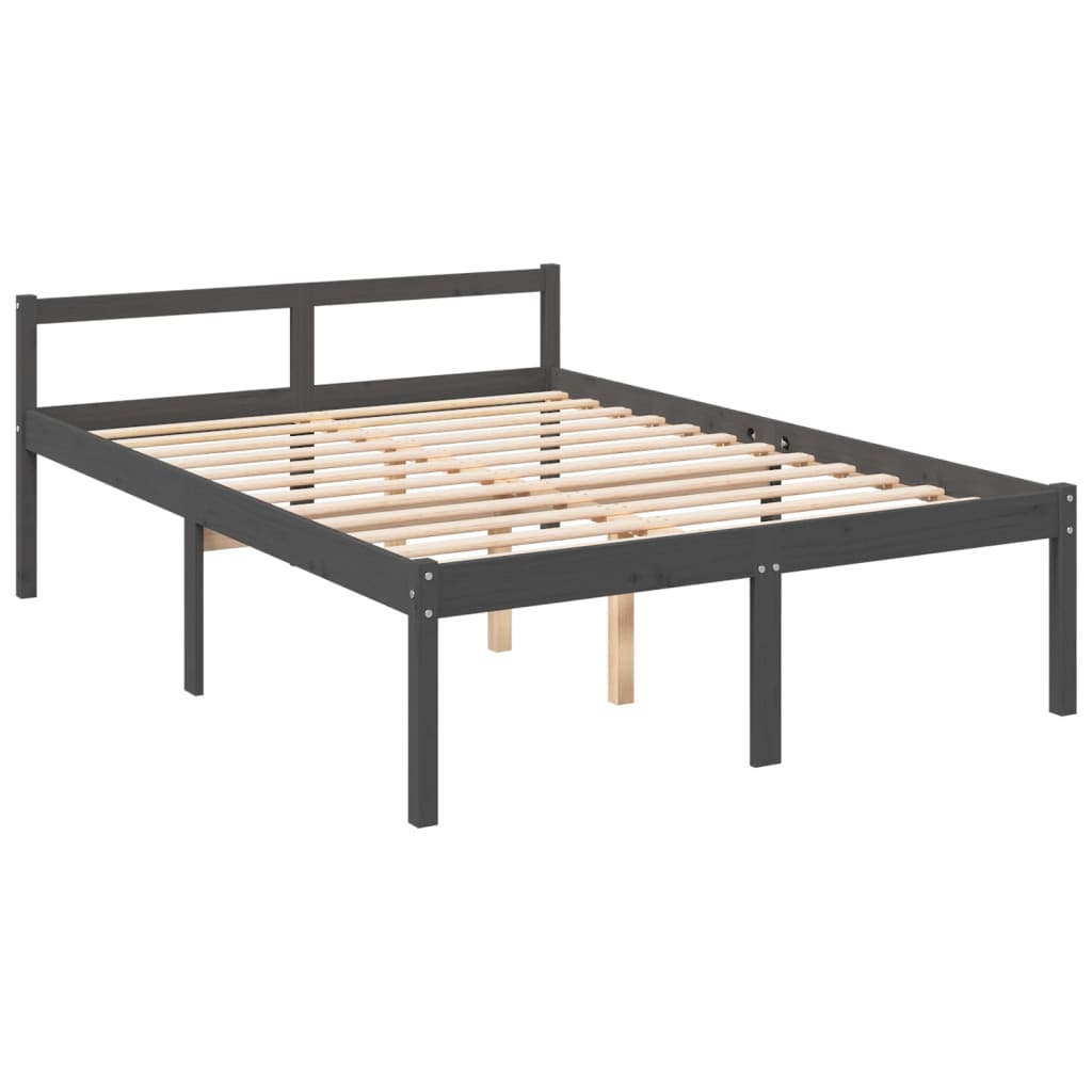 vidaXL Senior Bed without Mattress Grey Double Solid Wood