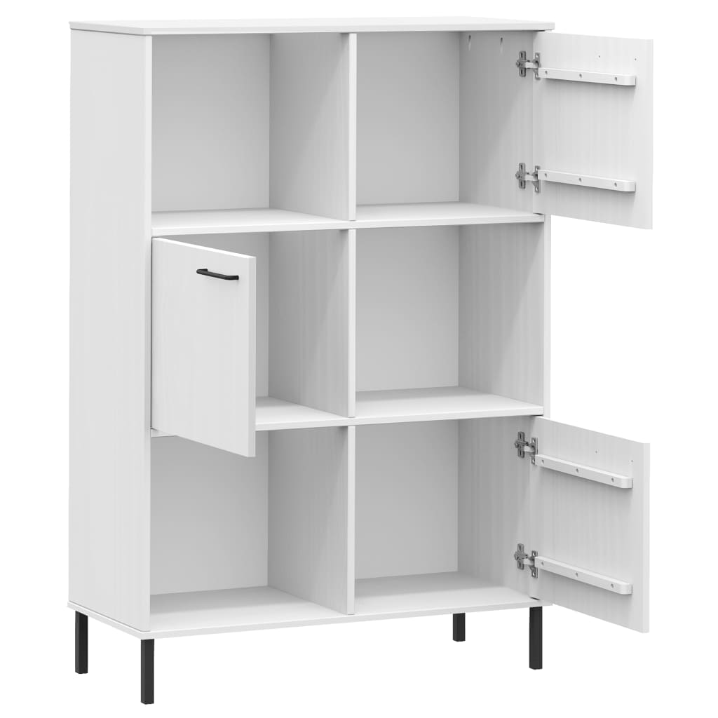 vidaXL Bookcase with Metal Legs White 90x35x128.5 cm Solid Wood OSLO