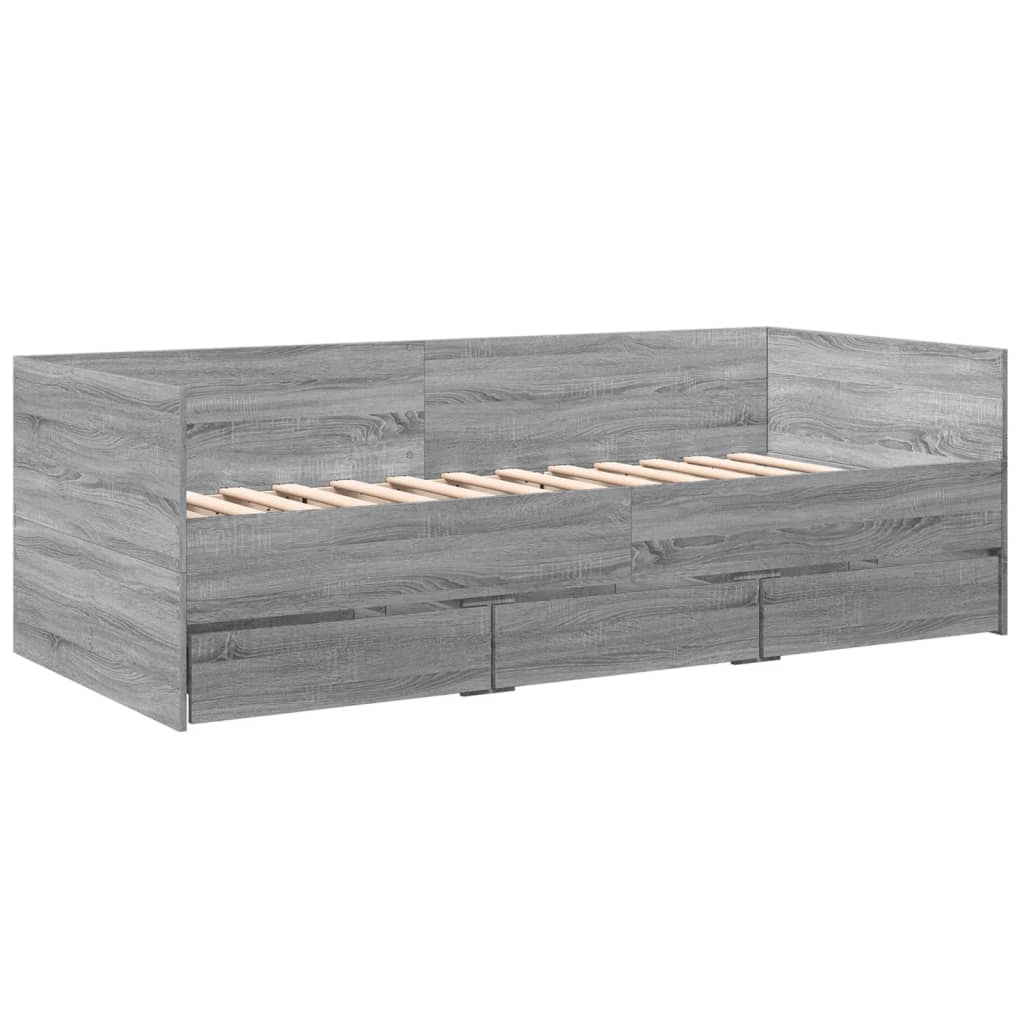 vidaXL Daybed with Drawers without Mattress Grey Sonoma 90x200 cm