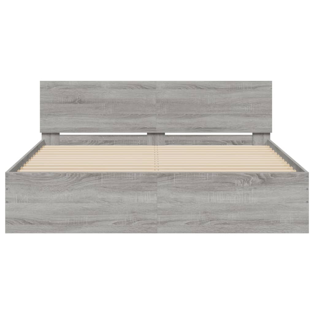 vidaXL Bed Frame with LED without Mattress Grey Sonoma 160x200 cm