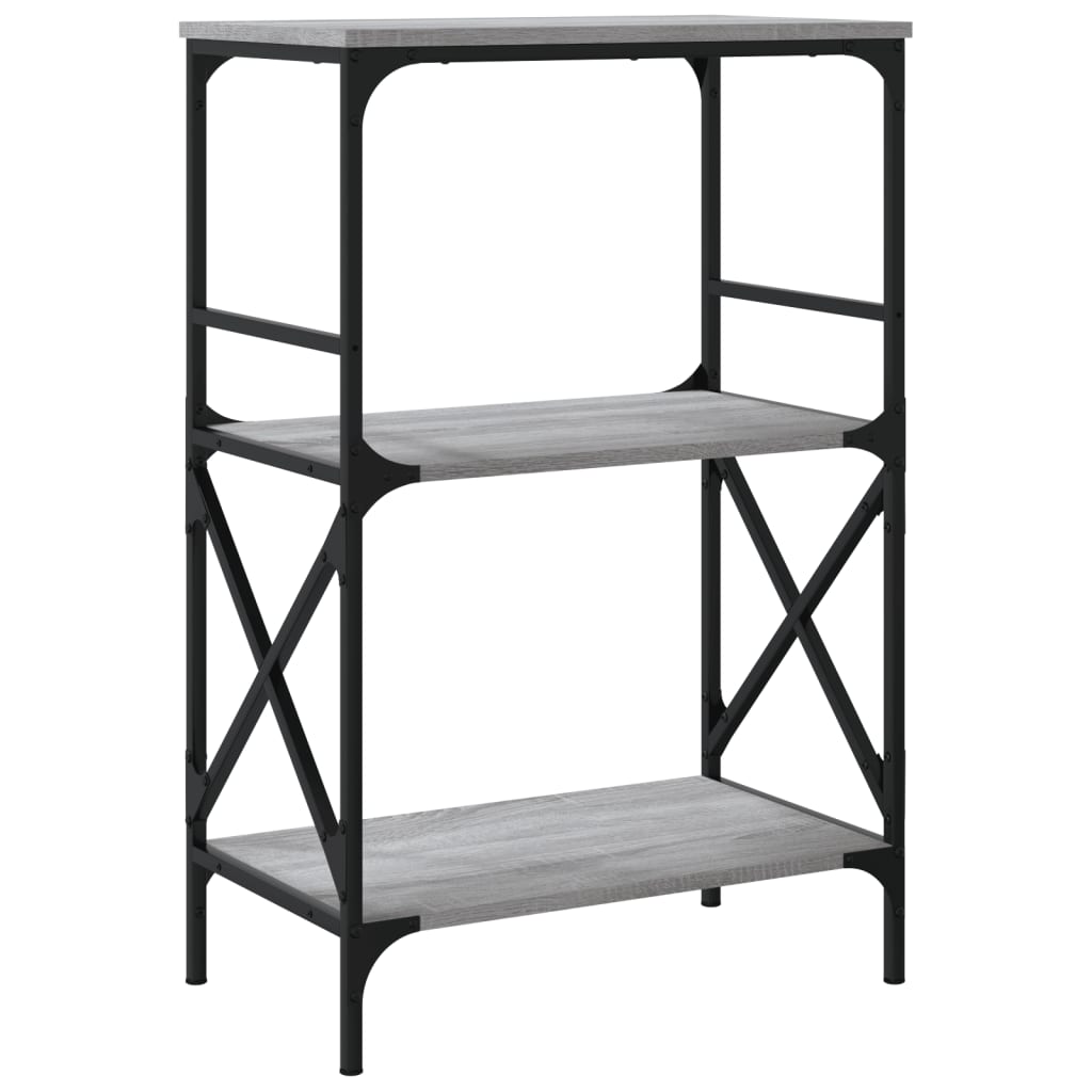 vidaXL Bookcase 3-Tier Grey Sonoma 59x35x90.5 cm Engineered Wood