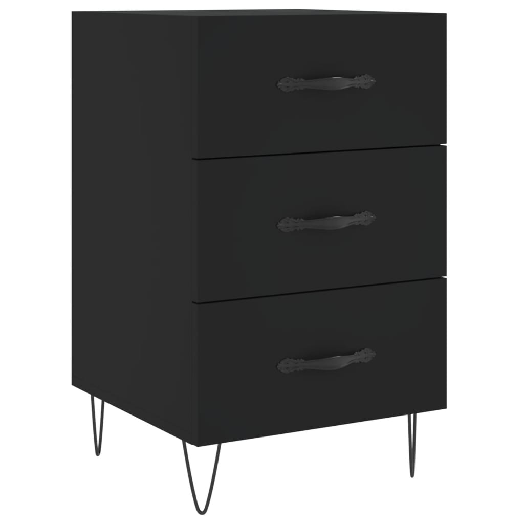 vidaXL Bedside Cabinet Black 40x40x66 cm Engineered Wood