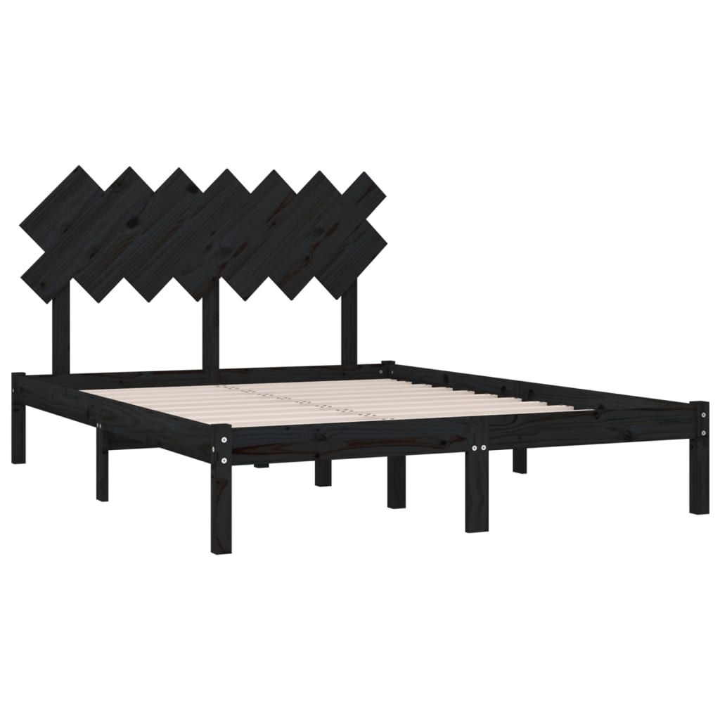 vidaXL Bed Frame without Mattress Black 140x190 cm Solid Wood