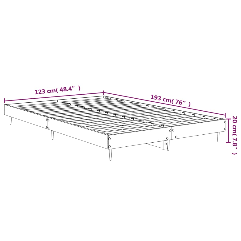 vidaXL Bed Frame without Mattress Brown Oak 120x190 cm Small Double Engineered Wood