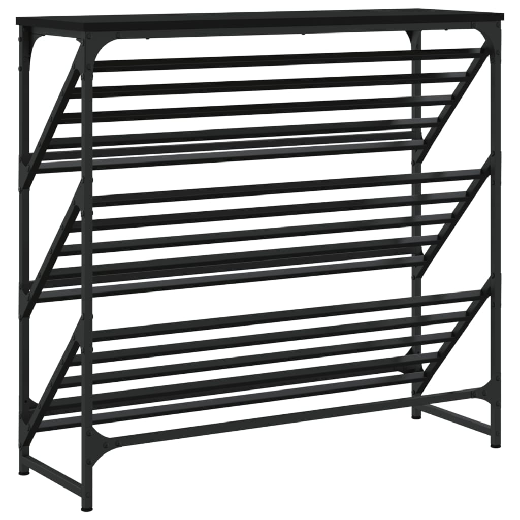 vidaXL Shoe Rack Black 90x30x85 cm Engineered Wood