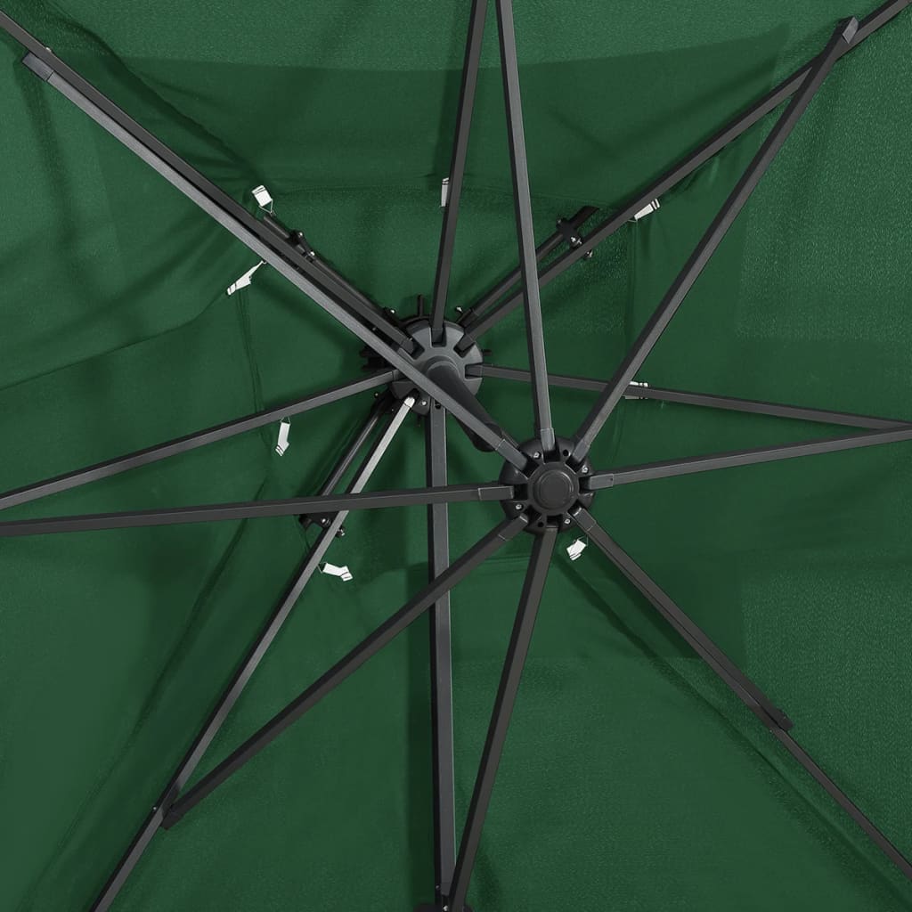 vidaXL Cantilever Garden Parasol with Double Top Green 250x250 cm