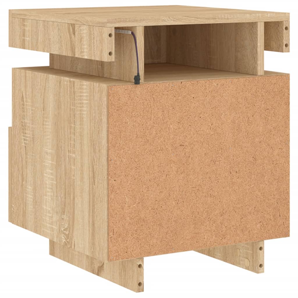 vidaXL Bedside Cabinets with LED Lights 2 pcs Sonoma Oak 40x39x48.5 cm