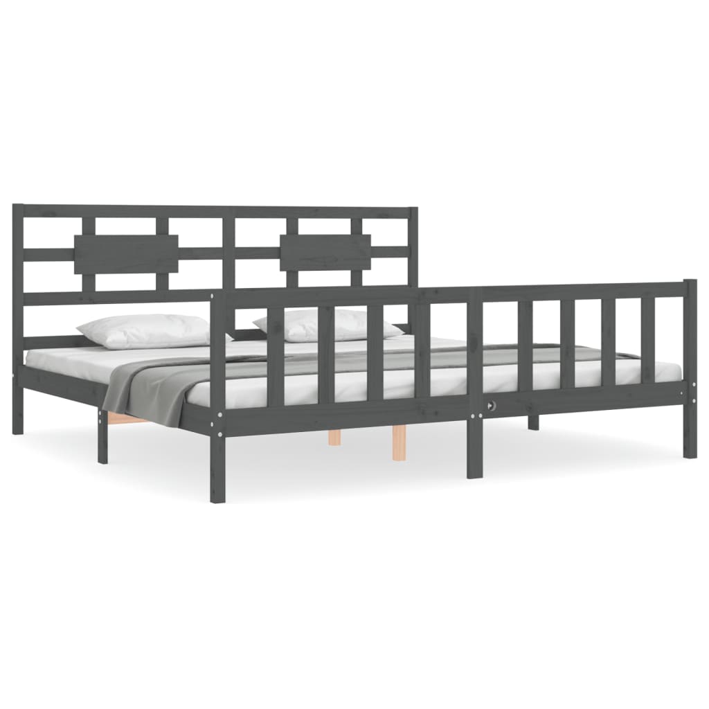 vidaXL Bed Frame without Mattress Grey 200x200 cm Solid Wood Pine