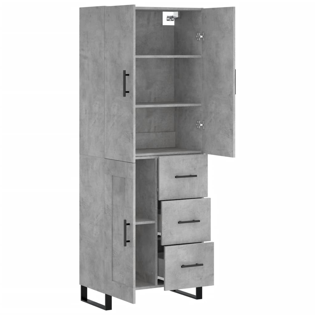 vidaXL Highboard Concrete Grey 69.5x34x180 cm Engineered Wood