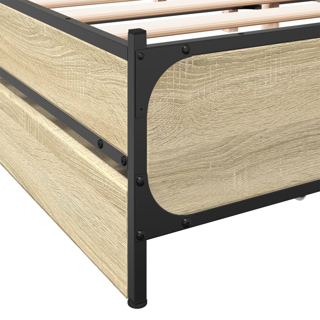 vidaXL Bed Frame with Drawers without Mattress Sonoma Oak 120x190 cm Small Double