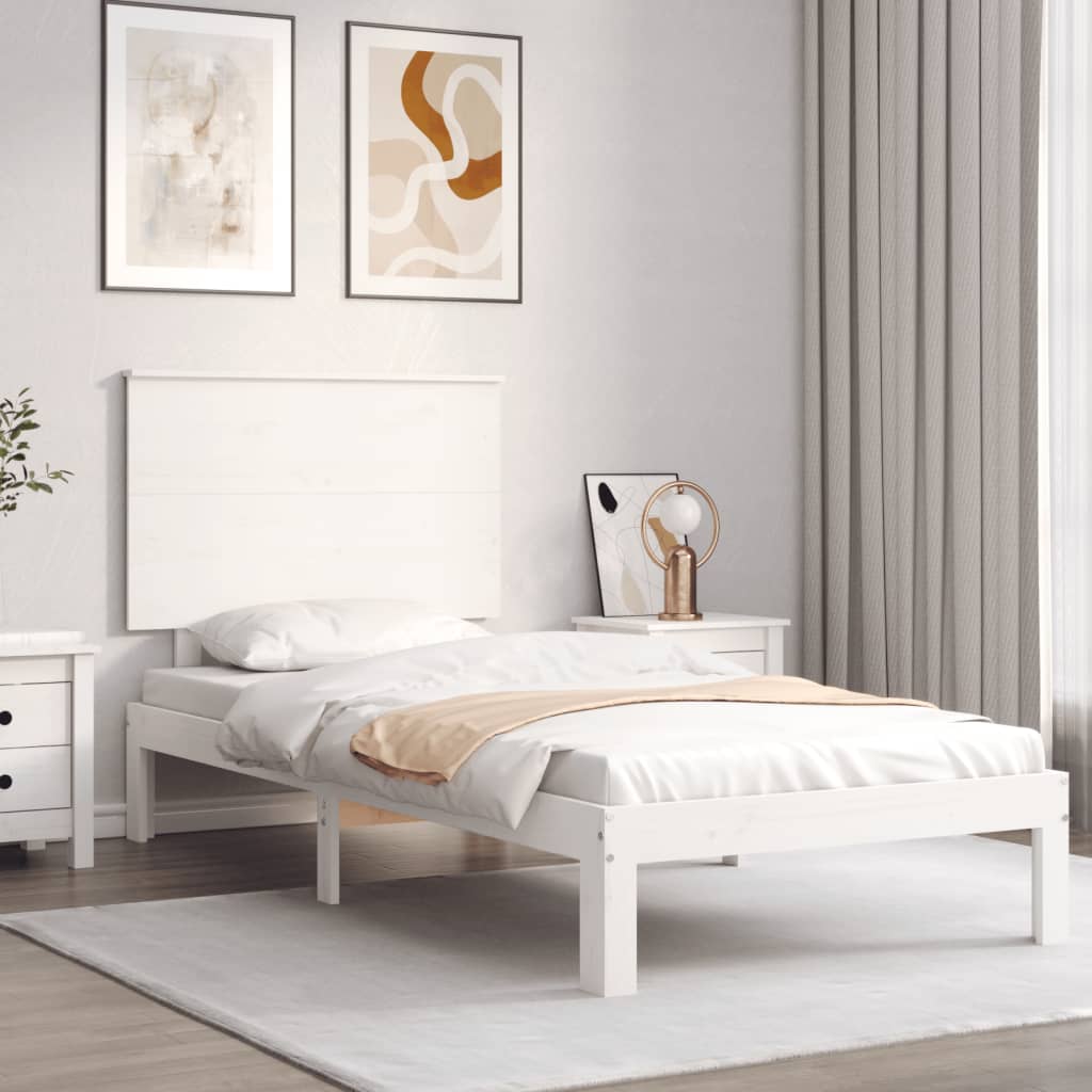 vidaXL Bed Frame without Mattress White Single Solid Wood Pine