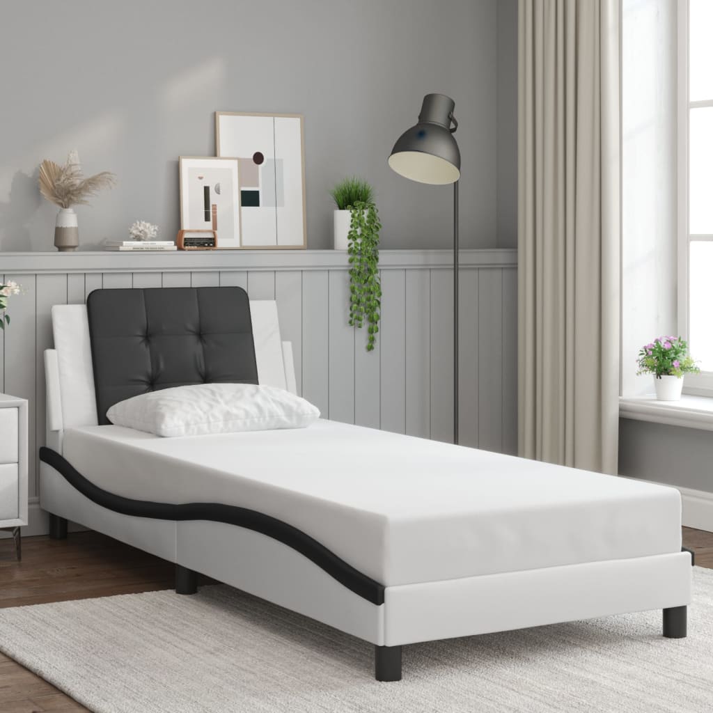 vidaXL Bed Frame without Mattress White and Black 80x200 cm Faux Leather