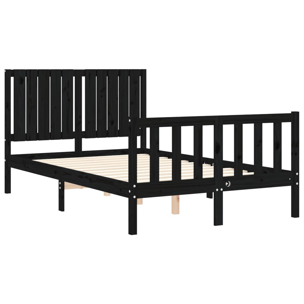 vidaXL Bed Frame without Mattress Black 120x200 cm Solid Wood Pine