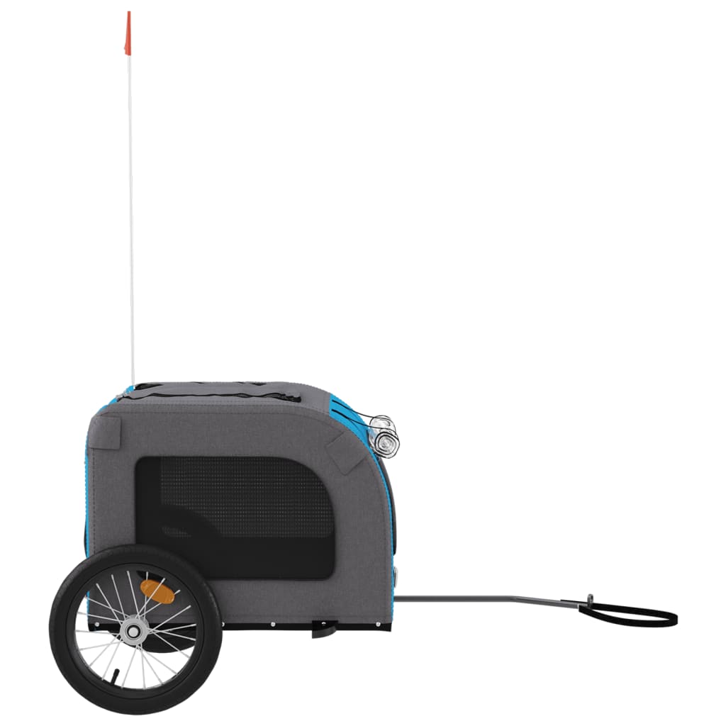 vidaXL Pet Bike Trailer Blue and Grey Oxford Fabric and Iron