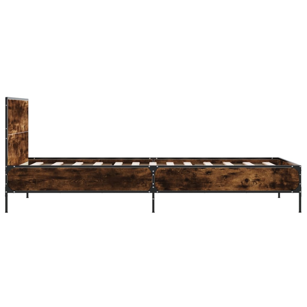 vidaXL Bed Frame without Mattress Smoked Oak 75x190 cm Small Single