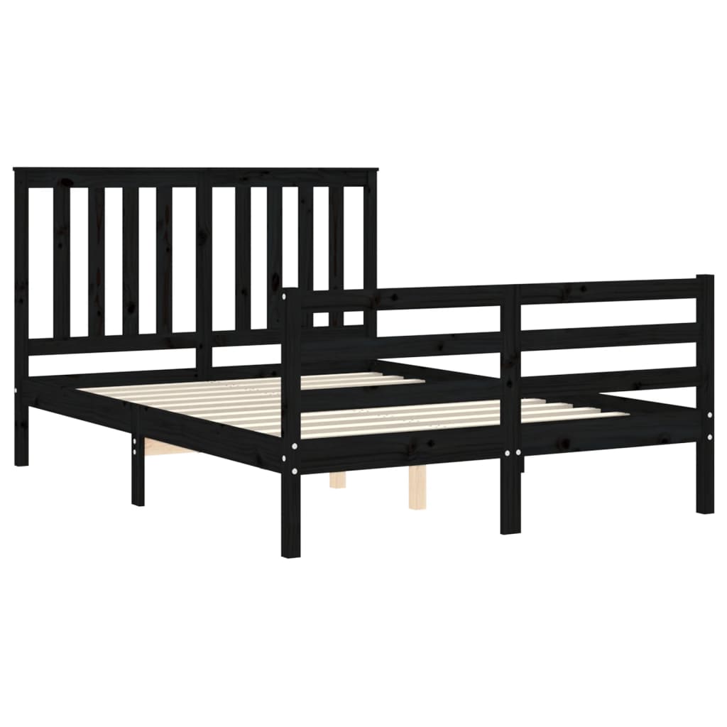 vidaXL Bed Frame without Mattress Black 120x200 cm Solid Wood