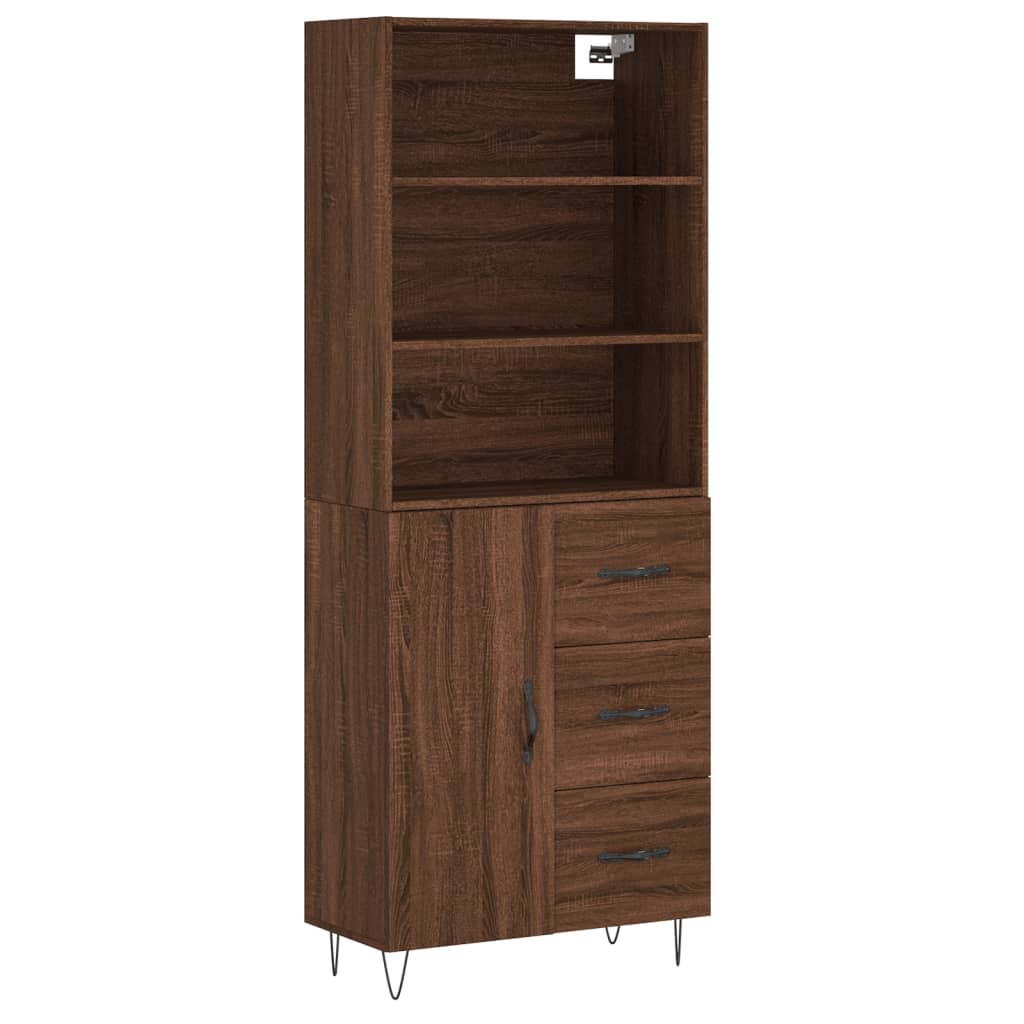 vidaXL Highboard Brown Oak 69.5x34x180 cm Engineered Wood