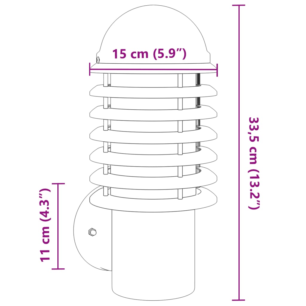 vidaXL Outdoor Wall Light Silver Stainless Steel