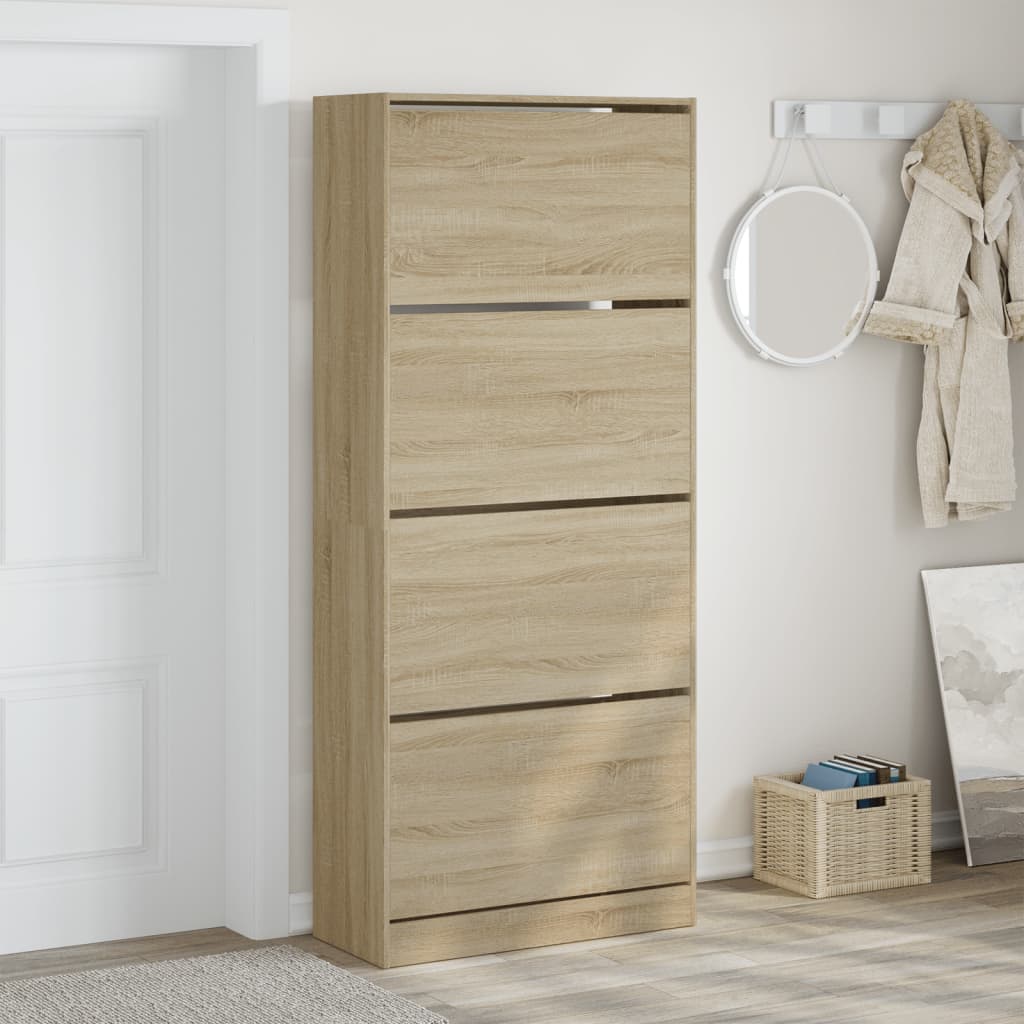 vidaXL Shoe Cabinet with 4 Flip-Drawers Sonoma Oak 80x34x187.5 cm